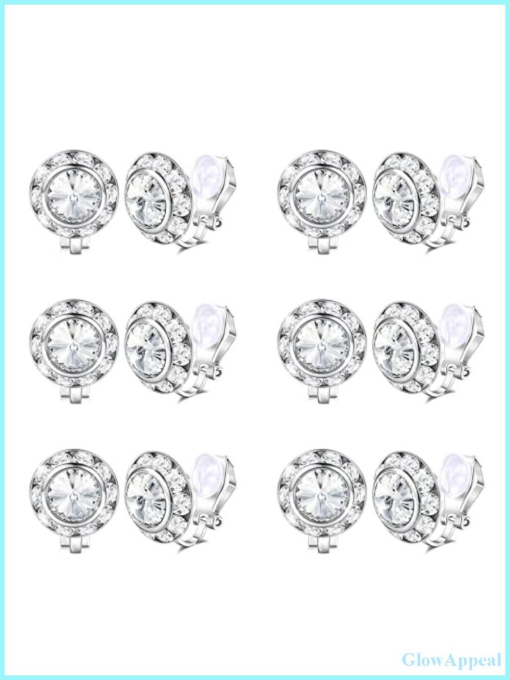 Clip On Halo Earrings for Women Rhinestone Crystal